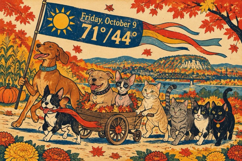 The pets as a Japanese woodblock print
